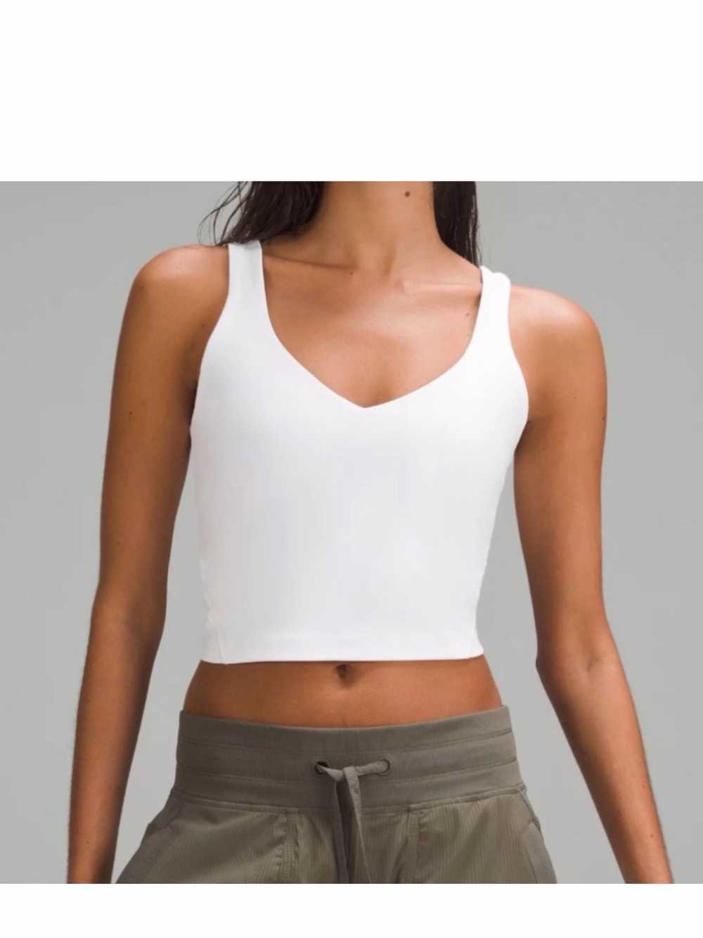 lululemon athletica White V-Neck Cropped Tank